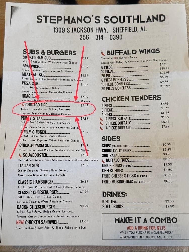 Stephano's Southland Restaurant Menu image 3